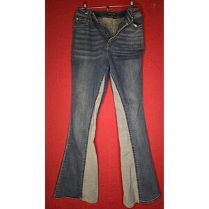 Versona Two Tone Flare Jeans Womens Denim Bell‎ Bottom Blue Casual